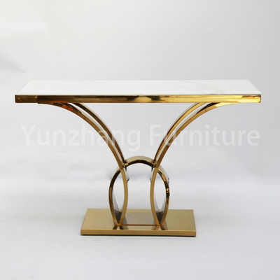 Bàn điều khiển bằng đá cẩm thạch hình chữ nhật Bộ phòng khách cơ sở bằng thép không gỉ vàng 201
