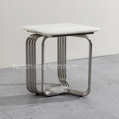 Phòng khách 46cm Thép không gỉ Bàn trà phong cách Màu vàng hồng bạc