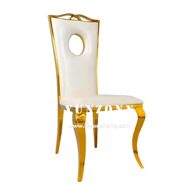 GOLD STAINLESS STAIL Dining Chair Luxury White PU Leather Wedding Chair cho các sự kiện bữa tiệc khách sạn