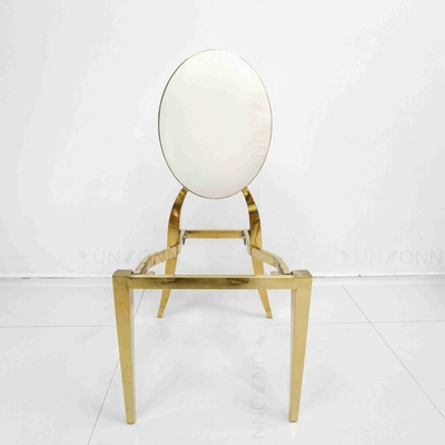 Ghế tiệc cưới PU đệm cổ điển Ghế phòng ăn kim loại trắng Ghế kiểu tháo dỡ