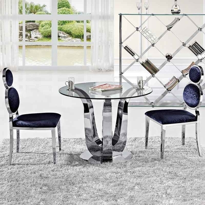 Antique Glam Silver Bàn ăn hiện đại sang trọng D150XH75 Bàn ăn mặt kính
