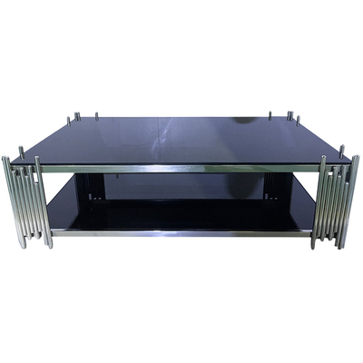 Nội thất gia đình Bàn cà phê bạc hình ống với kính cường lực Bán buôn