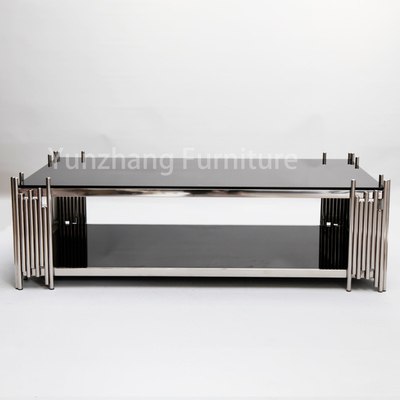 Nội thất Chrome Bàn ghế sofa hình chữ nhật ở giữa có kính cường lực đôi