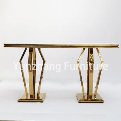 Nội thất khách sạn Bảng điều khiển hình vuông Bàn bằng đá cẩm thạch Khung thép không gỉ hàng đầu Màu vàng