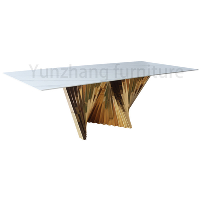 Bộ bàn ghế ăn bằng đá cẩm thạch hình chữ nhật lớn cho gia đình / nhà hàng / văn phòng / khách sạn