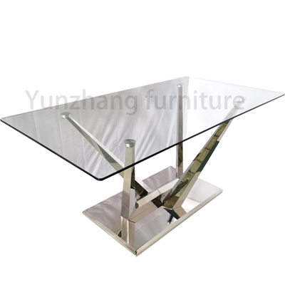 Bàn ăn thấp dòng bạc Kính 201 Phòng khách bằng thép không gỉ Nội thất khách sạn