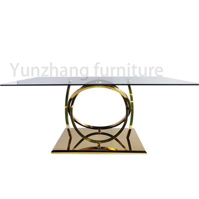Gia đình sử dụng khách sạn Bàn ăn mặt trên bằng kính Khung đáy bằng thép không gỉ