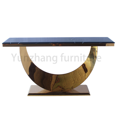 Thiết kế hiện đại Bàn nửa mặt trăng Mặt trên bằng đá cẩm thạch và Ghế sofa bằng vàng