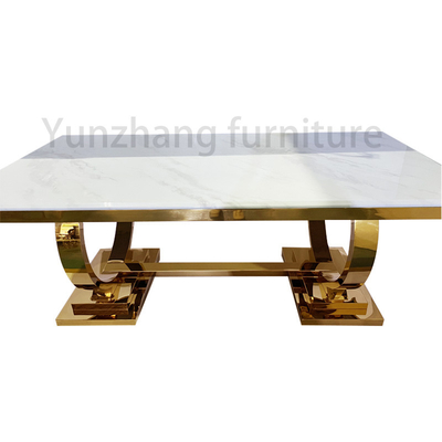 Bàn ăn hiện đại sang trọng bằng đá cẩm thạch hàng đầu hình chữ nhật cho gia đình và khách sạn