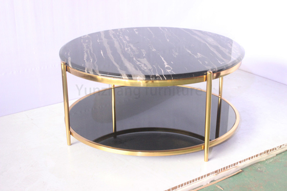 Bàn trung tâm màu vàng 60cm Chân đế bằng thép không gỉ cho văn phòng tại nhà