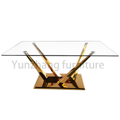 Nội thất Meridian Bàn ăn bằng kính hiện đại với đế bằng kính và kim loại