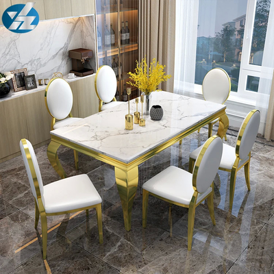 Lưng bọc ốp không cánh tay, ghế ăn bằng đá cẩm thạch với nền thép không gỉ bằng bạc