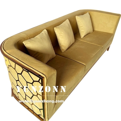 Modern Gold Stainless Steel Luxury Sofa Set Furniture Phòng khách Green Velvet Fabric Sofa