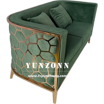 Modern Gold Stainless Steel Luxury Sofa Set Furniture Phòng khách Green Velvet Fabric Sofa