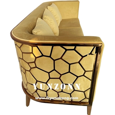 Modern Gold Stainless Steel Luxury Sofa Set Furniture Phòng khách Green Velvet Fabric Sofa