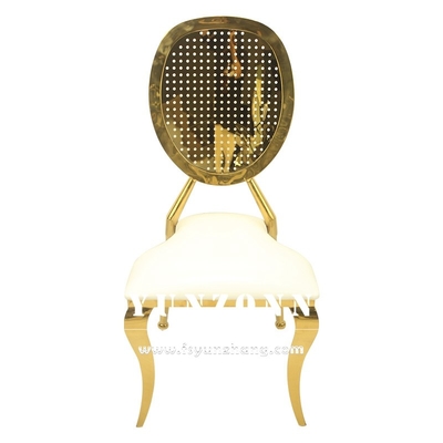 Chiếc ghế khách vàng không gỉ Luxury Throne Hotel Dining Fabric Wedding Chair