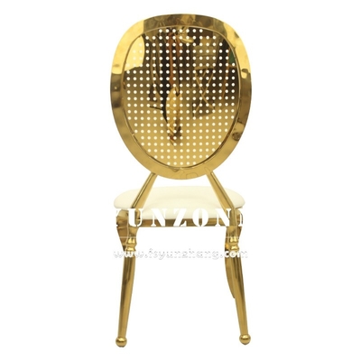 Chiếc ghế khách vàng không gỉ Luxury Throne Hotel Dining Fabric Wedding Chair
