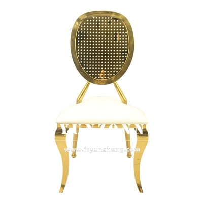 Chiếc ghế khách vàng không gỉ Luxury Throne Hotel Dining Fabric Wedding Chair