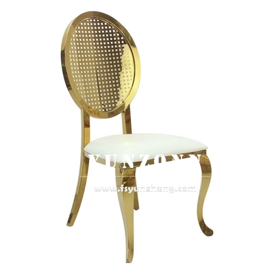 Chiếc ghế khách vàng không gỉ Luxury Throne Hotel Dining Fabric Wedding Chair
