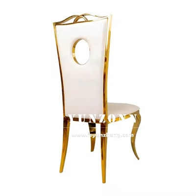 GOLD STAINLESS STAIL Dining Chair Luxury White PU Leather Wedding Chair cho các sự kiện bữa tiệc khách sạn