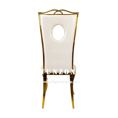 GOLD STAINLESS STAIL Dining Chair Luxury White PU Leather Wedding Chair cho các sự kiện bữa tiệc khách sạn