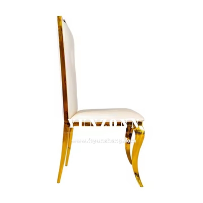 GOLD STAINLESS STAIL Dining Chair Luxury White PU Leather Wedding Chair cho các sự kiện bữa tiệc khách sạn