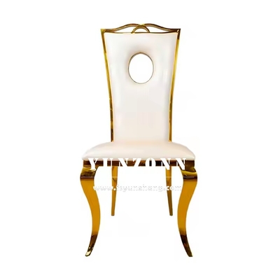 GOLD STAINLESS STAIL Dining Chair Luxury White PU Leather Wedding Chair cho các sự kiện bữa tiệc khách sạn