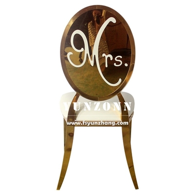 Luxury Gold Stainless Steel Round Back Mr & Mrs Bride and Groom ghế tiệc cưới