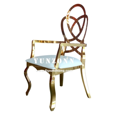 Đồ nội thất đám cưới sang trọng Hoa hồng được chạm khắc trở lại ghế nhà hàng khách sạn vàng ghế tiệc thịnh vượng thép không gỉ