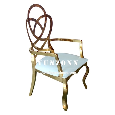Đồ nội thất đám cưới sang trọng Hoa hồng được chạm khắc trở lại ghế nhà hàng khách sạn vàng ghế tiệc thịnh vượng thép không gỉ