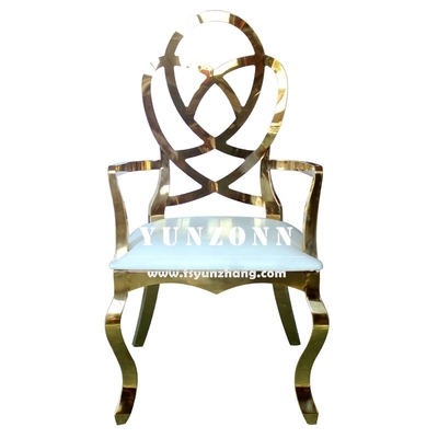 Đồ nội thất đám cưới sang trọng Hoa hồng được chạm khắc trở lại ghế nhà hàng khách sạn vàng ghế tiệc thịnh vượng thép không gỉ