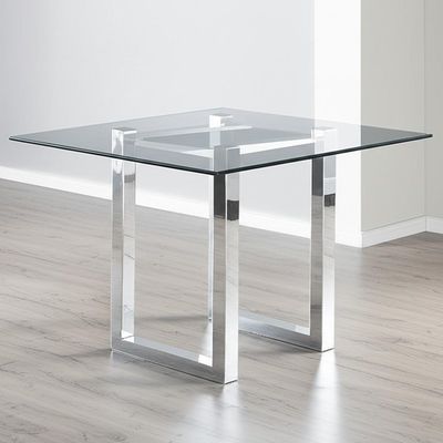 Bàn ăn bằng bạc với kính trong suốt Quảng trường hiện đại