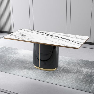 Bàn ăn hiện đại sang trọng bằng đá cẩm thạch hàng đầu hình chữ nhật cho gia đình và khách sạn