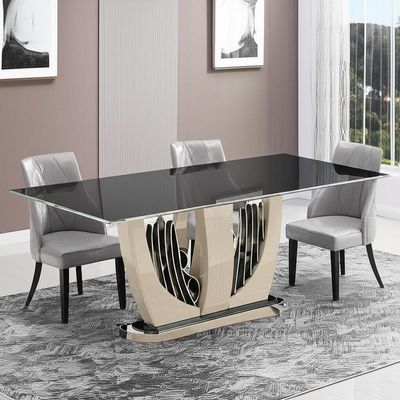 Bàn ăn hiện đại sang trọng thanh lịch với mặt kính bóng loáng