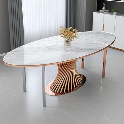 Bàn ăn hiện đại sang trọng được đánh bóng bằng đá cẩm thạch màu bạc hồng vàng