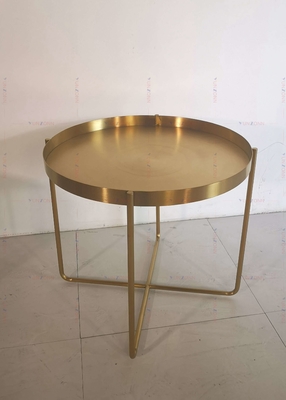 Bàn trà bên kim loại vàng Bàn cà phê D60xH50cm 201 thép không gỉ