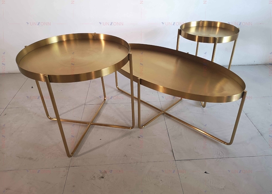 Bàn trà bên kim loại vàng Bàn cà phê D60xH50cm 201 thép không gỉ
