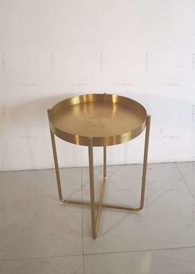 Bàn trà bên kim loại vàng Bàn cà phê D60xH50cm 201 thép không gỉ