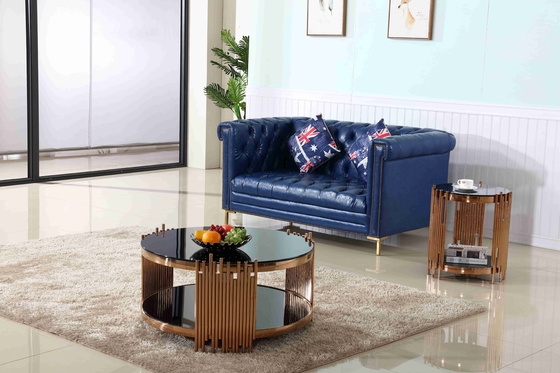 Bàn trà phong cách sang trọng hiện đại Bộ bàn cà phê vàng hình tròn Nội thất phòng khách