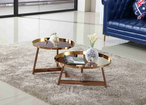 Nội thất bằng thép không gỉ Shining Bàn cà phê tròn Rose Gold Nội thất phòng khách