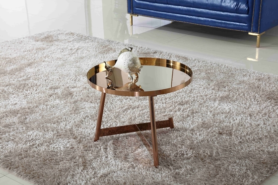 Nội thất bằng thép không gỉ Shining Bàn cà phê tròn Rose Gold Nội thất phòng khách