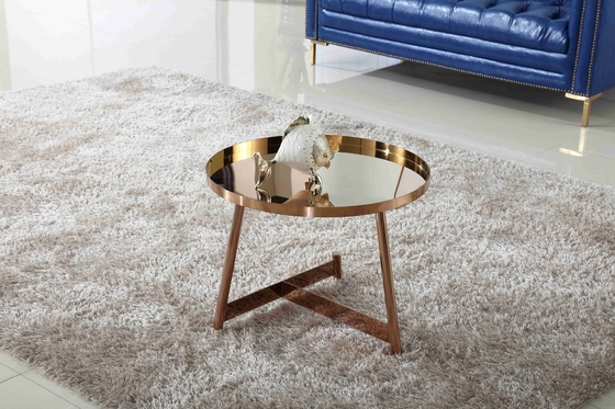 Nội thất bằng thép không gỉ Shining Bàn cà phê tròn Rose Gold Nội thất phòng khách