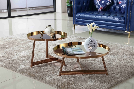 Nội thất bằng thép không gỉ Shining Bàn cà phê tròn Rose Gold Nội thất phòng khách