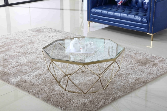 Bàn cà phê bằng kính hiện đại bằng thép không gỉ Bàn trà phong cách Phòng khách Đóng gói phòng ngọc trai