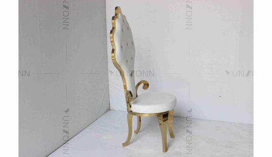 Màu trắng PU bán buôn cô dâu và chú rể đám cưới thép không gỉ vàng ghế cao
