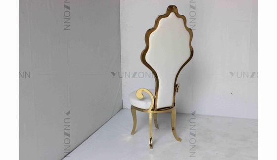 Màu trắng PU bán buôn cô dâu và chú rể đám cưới thép không gỉ vàng ghế cao