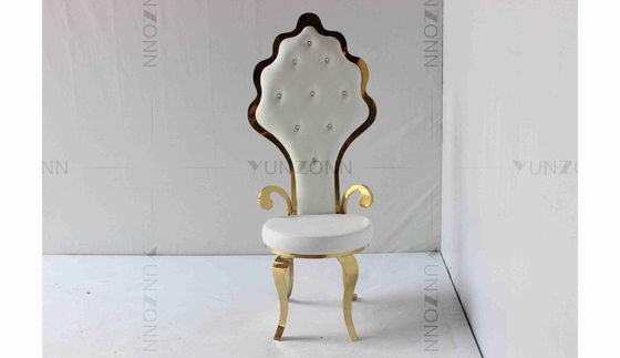 Màu trắng PU bán buôn cô dâu và chú rể đám cưới thép không gỉ vàng ghế cao