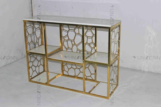Bàn điều khiển bằng thép không gỉ chống gỉ Bàn uống trà kiểu dáng hình ống Trang trí cho phòng khách
