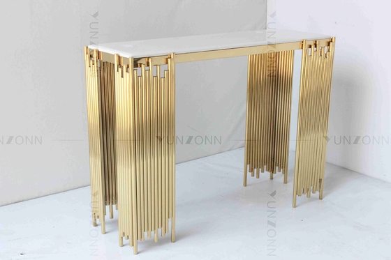 Hình ống Bàn điều khiển hiện đại màu trắng và vàng Tủ kệ treo tường Đồ nội thất sang trọng