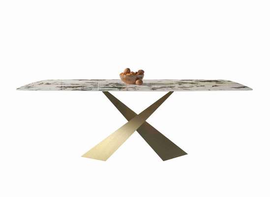 Bright Rock Board Căn hộ nhỏ Bộ bàn ăn Bộ bàn ghế kiểu Bắc Âu Hiện đại Ánh sáng sang trọng Bộ phòng ăn bằng đồng sang trọng